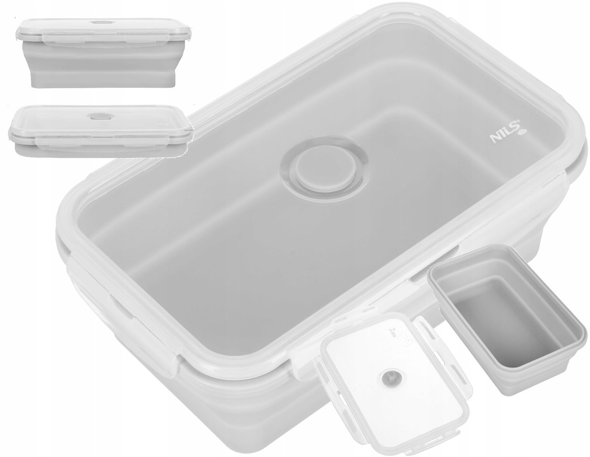 Nils Camp Opvouwbare Lunchbox 1200ml Grijs - BPA-vrij