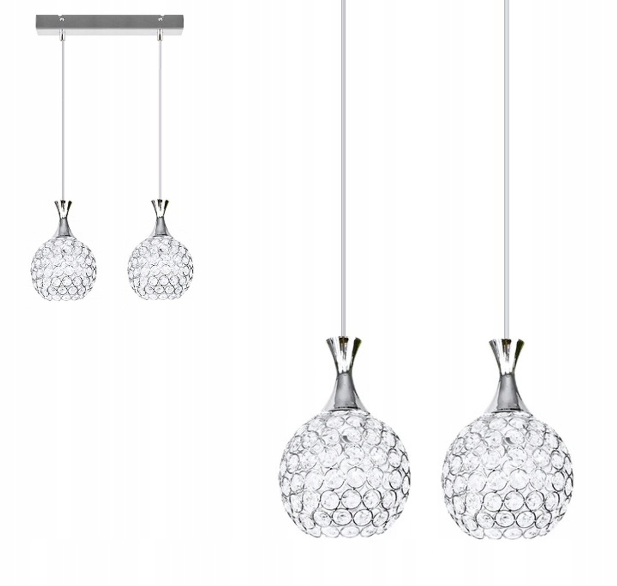 Hanglamp Chroom Kristal Diamant LED - Stijlvol en Modern
