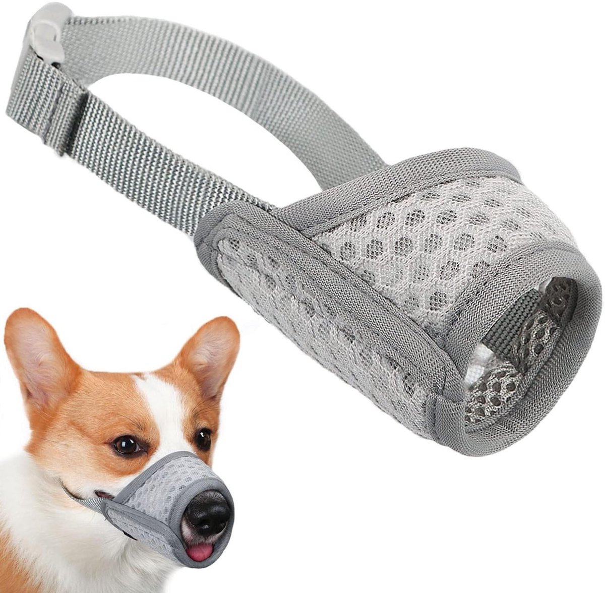 SOUQONE- Hondenmuilkorf Zacht - Lichtgewicht Mesh - Humane Muilkorf - Voor Kleine/Middelgrote/Grote Honden - Effectieve Gedragstraining - Ademend Materiaal - Snuit
