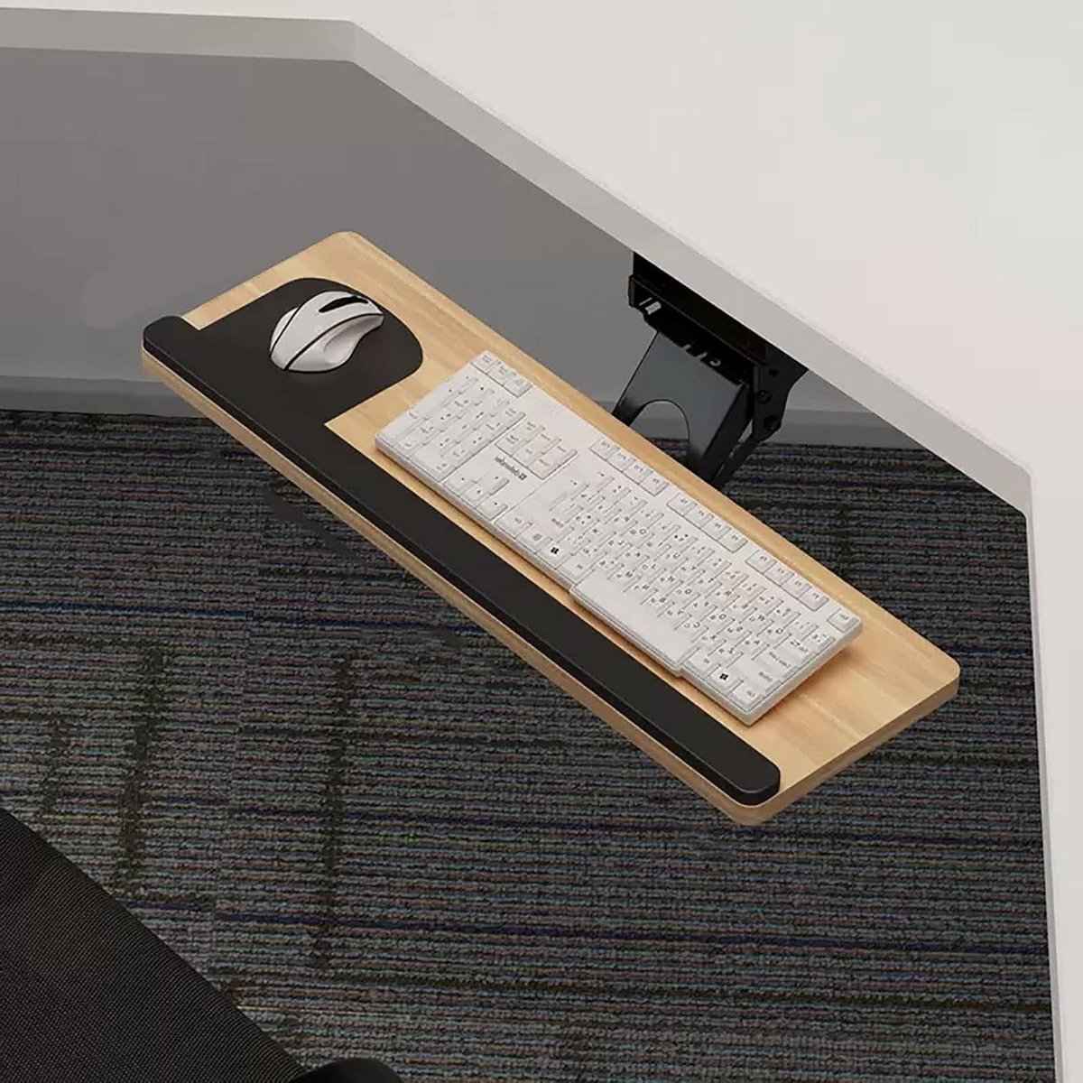 Toetsenbordlade Onder Bureau - Verstelbaar Platform - Comfortabel Werken - 360 Graden Draaibaar - 65x25cm - Zwart