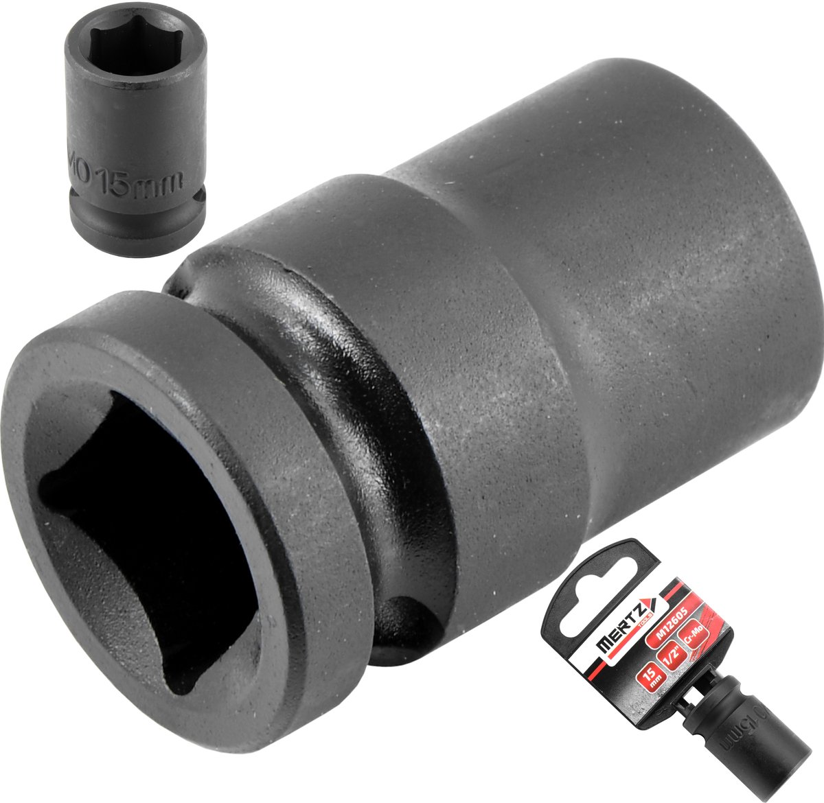 Mertz Slagdoppen 1/2" 15mm Cr-Mo Zeskant - Duurzaam en Precisie