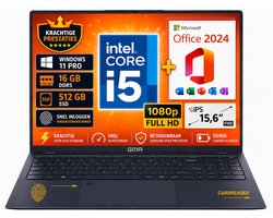 GMR Laptop 15.6 Inch Full HD IPS | Intel Core i5 | 16GB DDR5 RAM | 512GB SSD | Windows 11 Pro | Office 2024 | Zakelijke Laptop | Werk Laptop | Studenten Laptop
