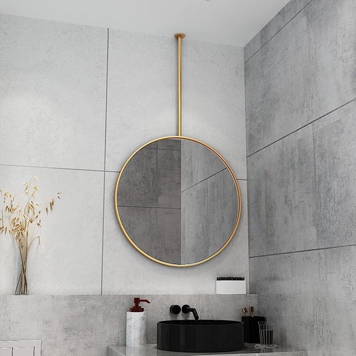 Decoratieve Spiegel - Wanddecoratie Spiegel - Woonkamer Aankleden - Dikke Lijst - Rond - Goud