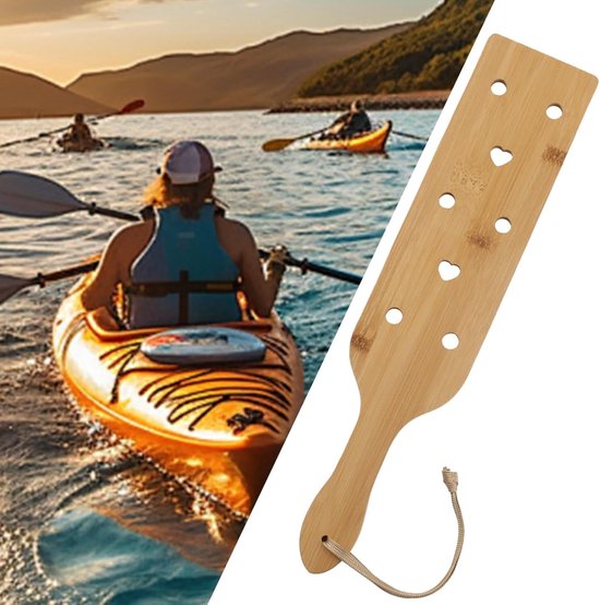 Houten peddel - Boot peddel - Kajakken kanoën - Ergonomische grip - 345 cm lengte - Houtkleur van Houten — afbeelding 5
