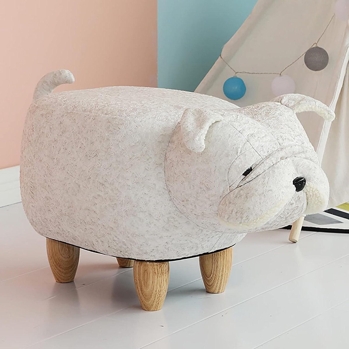 Voetenbank Hond - Poef Krukje - Ontspannen Zitten - Origineel Design - 70x32x36cm - Bruin