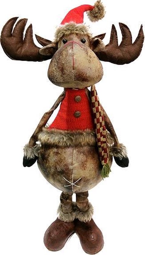 Peluche élan Noel marron assis 15 cm