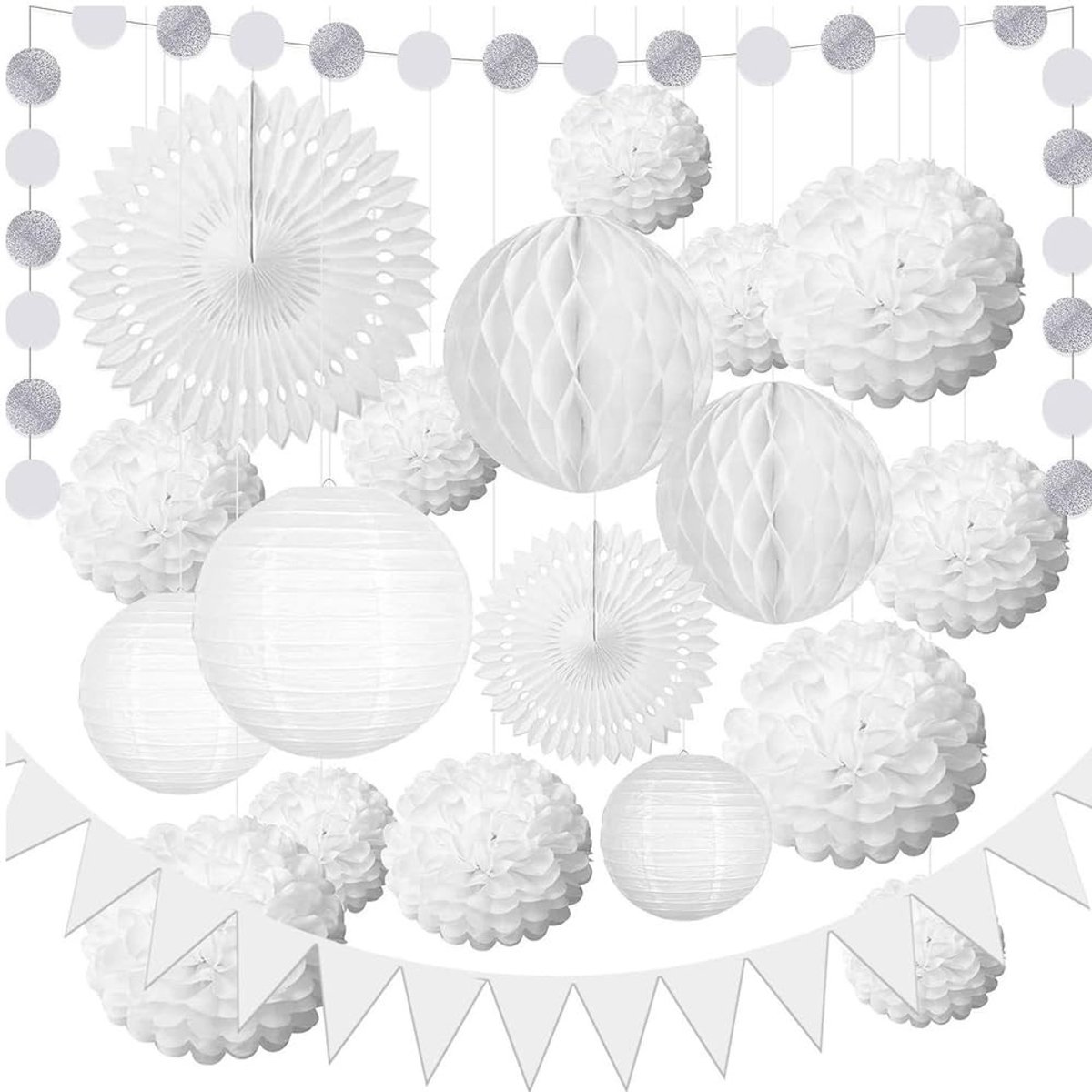 VLEMICO- Papieren Lantaarn Set van 20 Stuks - Papieren Lampion - Feest Decoratie - Eenvoudig te Monteren - Opvouwbaar - Craft Paper 300g - Feestdecoratie