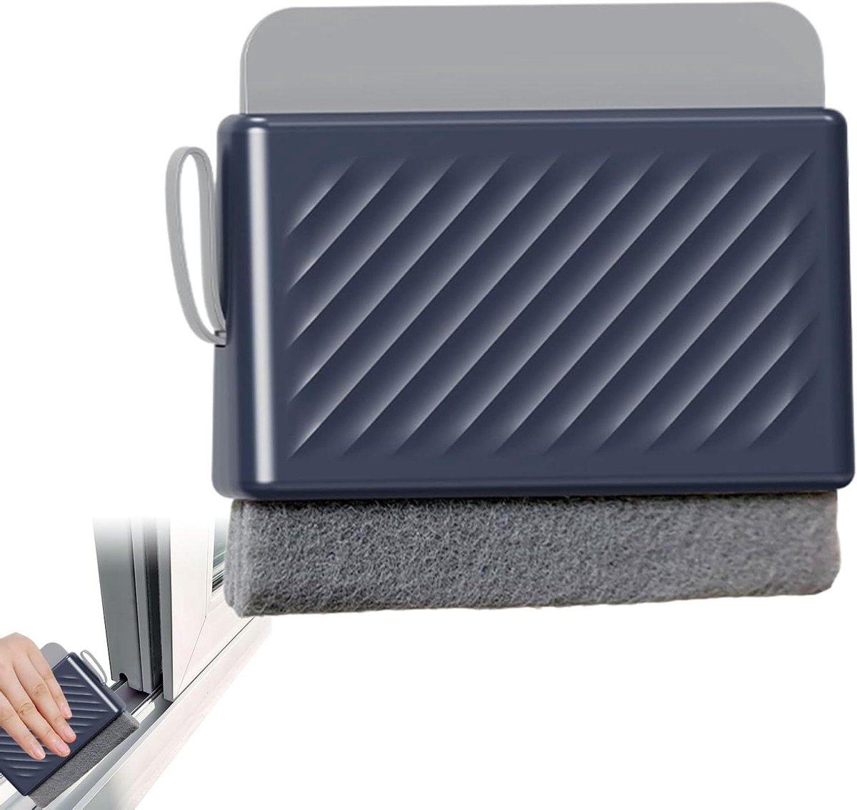 Raamtrekker - Spiegelreiniger - Streeploos Reinigen - Dubbele Borstelkop - 14 x 12.4 cm - Blauw