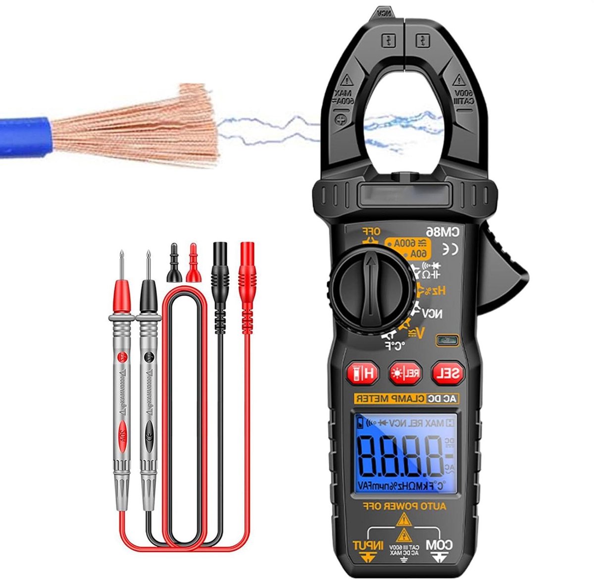 Ampèremeter Klem - Digitale Tester - Elektrische Metingen - 6000 Tellingen Nauwkeurig - Compact Formaat - Zwart