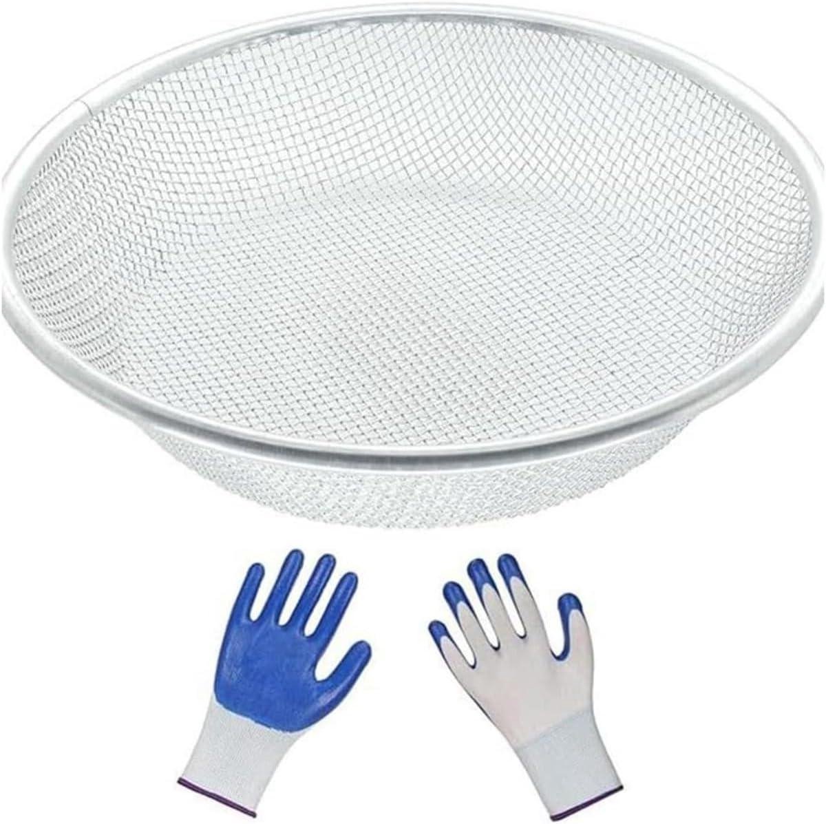 Vloerzeef Bodemzeef - Zandfilter Tuin - Tuinaarde Zeven - Met Handschoenen - 6 mm Maaswijdte - Zilverkleurig