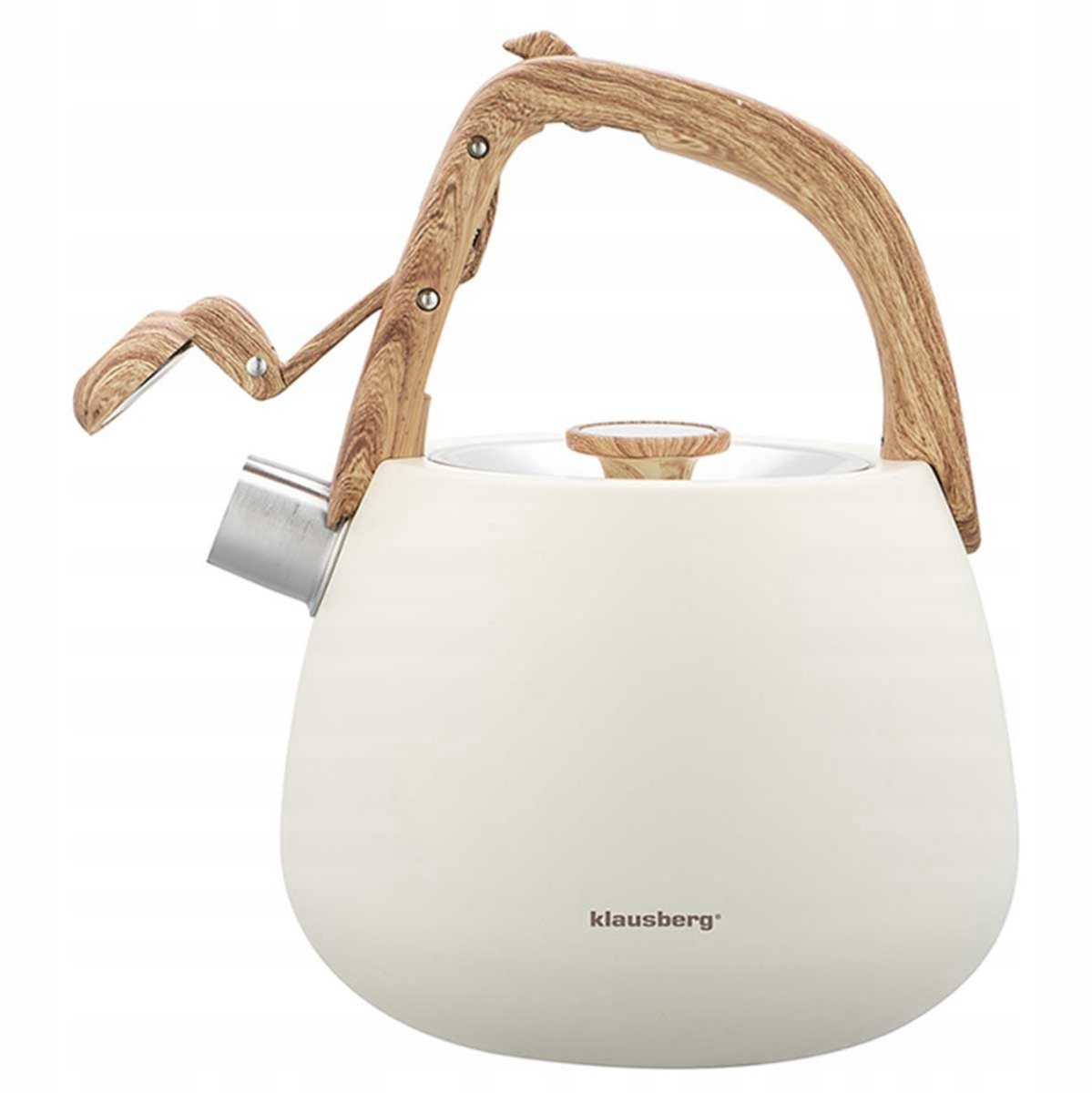 Klassieke Fluitketel Crème - Houtlook - 2,5L