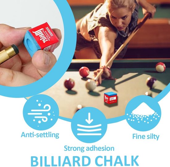 Biljartkrijt Set - Keu Krijt - Optimale Wrijving - Hoge Hechting - 6 Stuks - Blauw — afbeelding 3