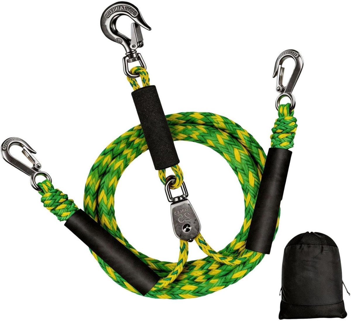 Sleepkabel Tubing - Watersport Touw - Varen En Watersport - 360 Graden Rotatie - 2.4 Meter - Fluorescerend Groen Geel