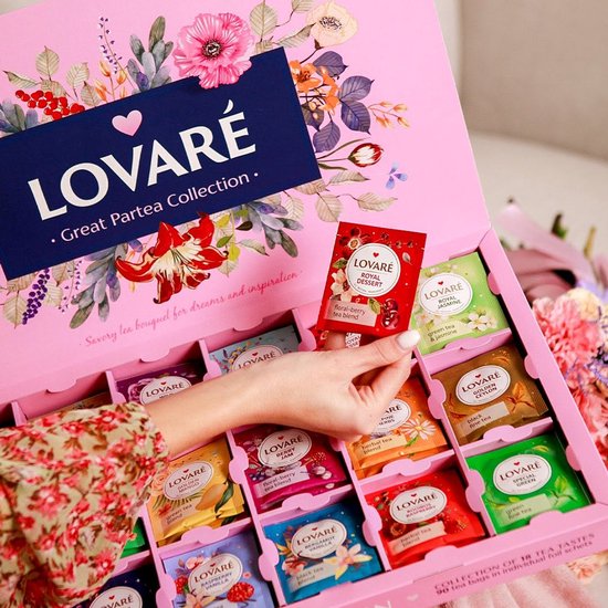 Collection LOVARÉ Flowers & Tea – Coffret cadeau de thé de luxe (60 sachets de thé)