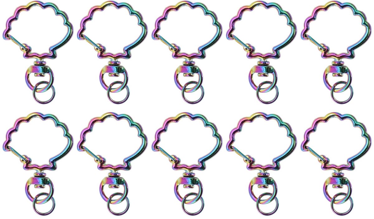 Dailygoods- Sleutelhanger 10 stuks - Schelpvormige Sleutelhanger - Zinklegering - Roestbestendig - 360° Draaibare Basis - Voor Handgemaakte Accessoires - Sleutelring