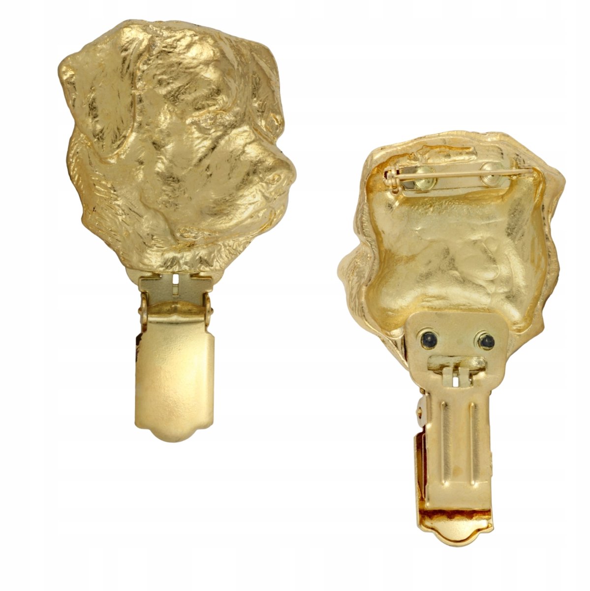 Gouden Rottweiler Broche met Clip - Startnummerhouder