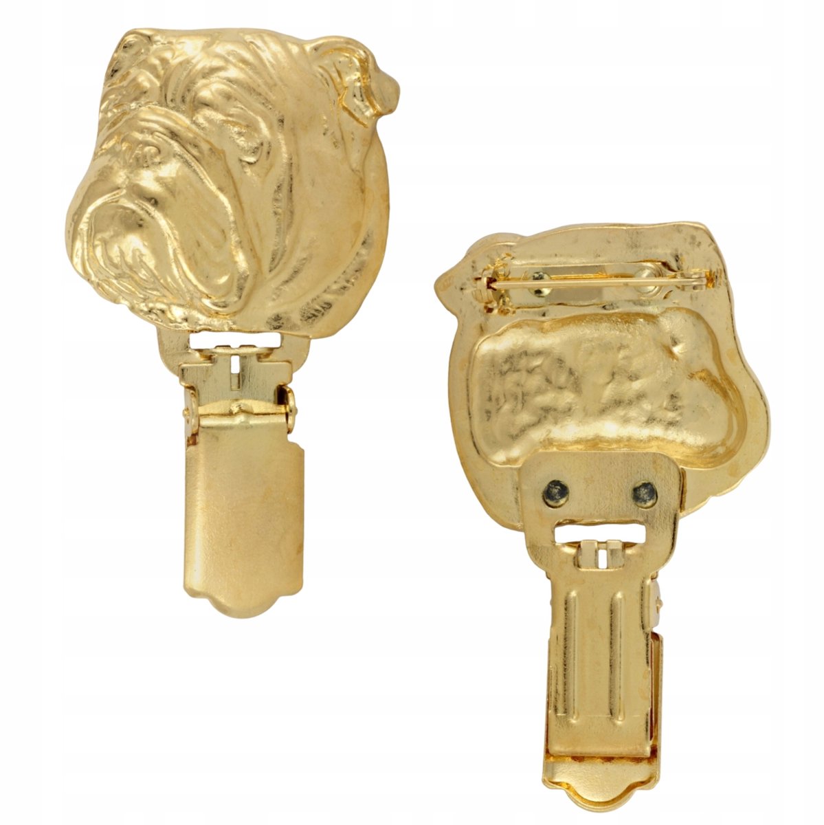 Gouden Bulldog Brosche met Clip voor Startnummers - Elegant Huisdier Accessoire