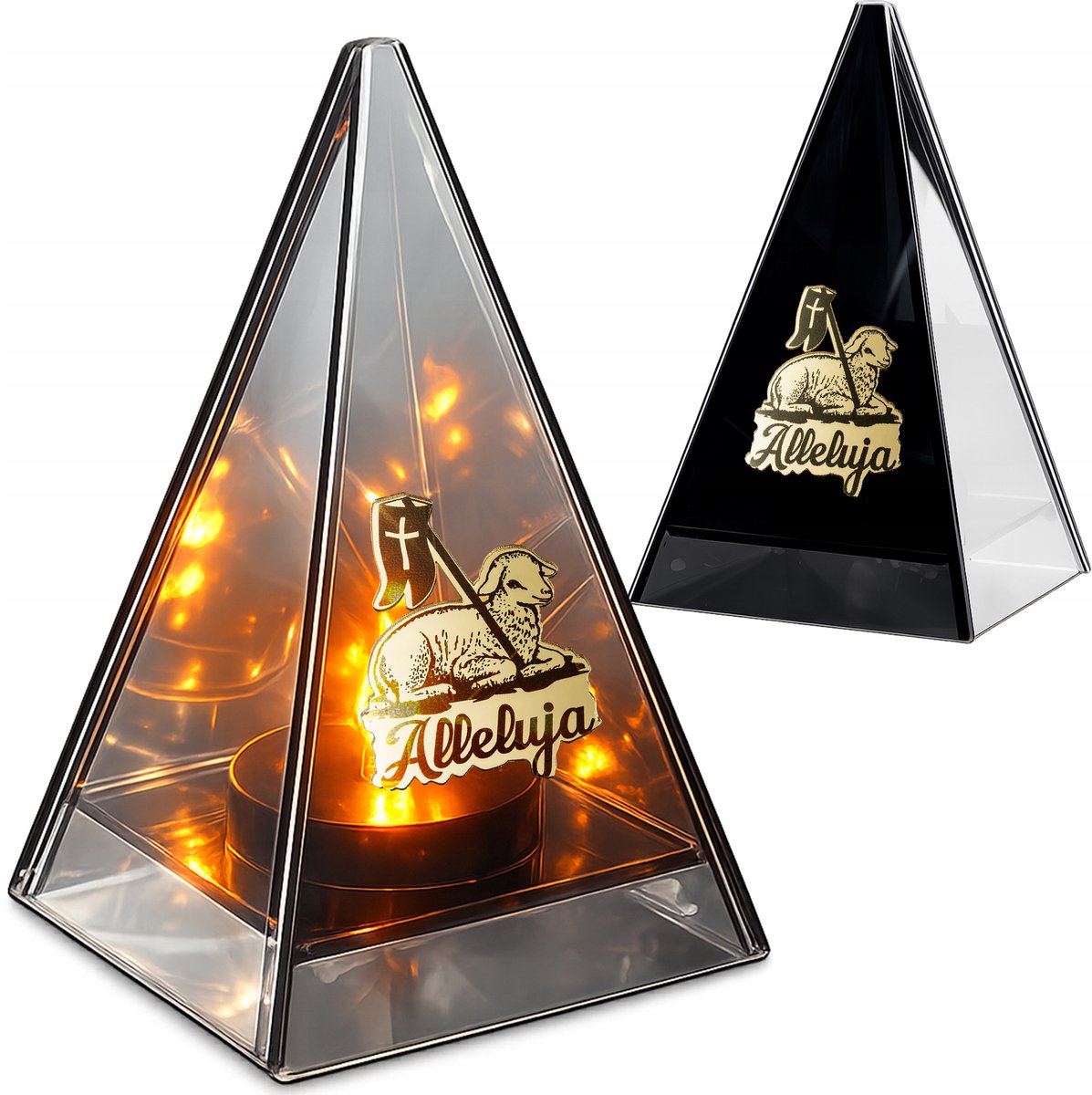 LED Grafsteen Lantaarn Vlameffect - Lamp met Lammetje & Halleluja