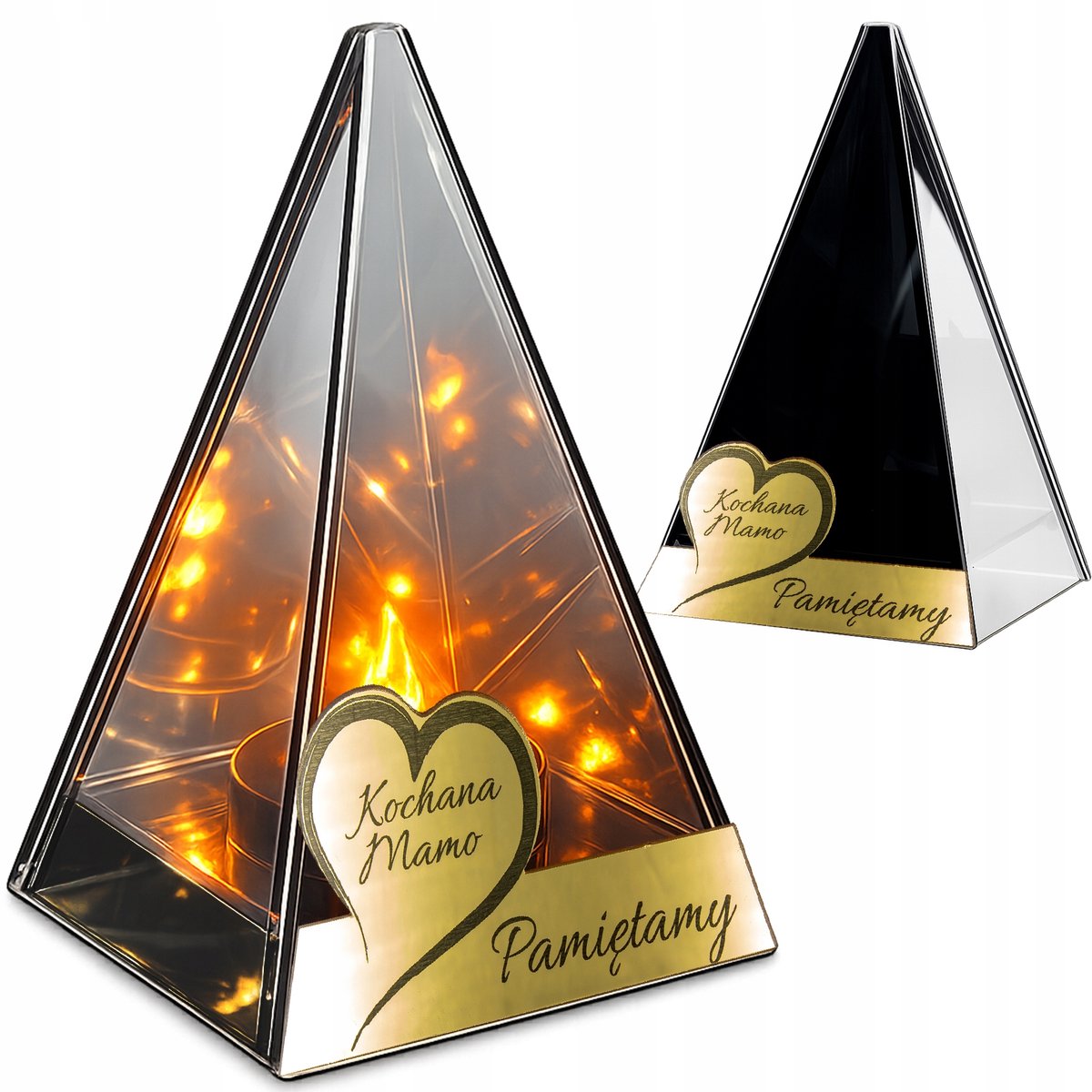 LED Graf Lantaarn met Vlam Effect - Glas & Goud