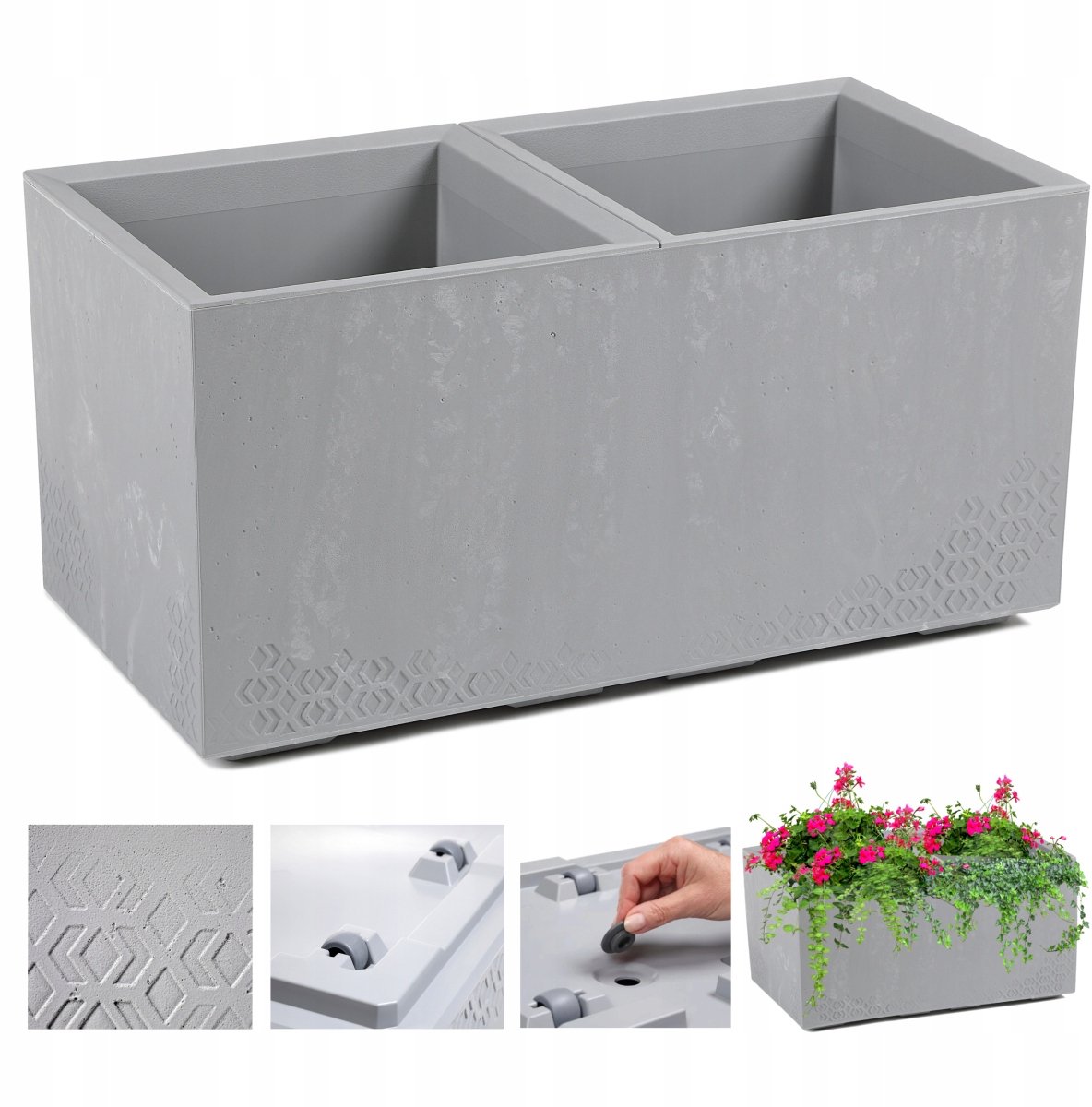 KARO ECO Gerecycled Beton Bloembak op Wielen Grijs 80x40
