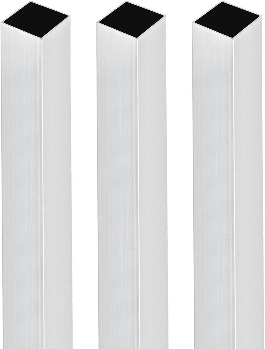 Vierkante Aluminium Buis - Aluminium Profiel - Industriële Constructie - Naadloos Glad Binnenvlak - 25x25mm 200mm 3stuks - Zilver