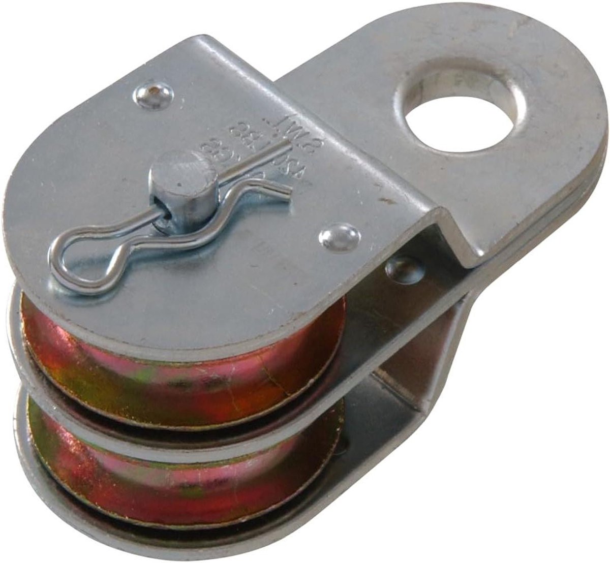 Dubbele Schijf Vaste Katrol - Kabelrol Vaste Blok - Lasten Hefen - Verzinkt Staal - 1-1/2 inch - Grijs
