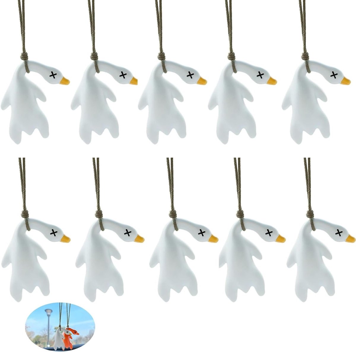 Kleurveranderende Eend Hanger voor Auto en Fiets, 10 Stuks, Leuke Ornamenten voor Interieur en Accessoires