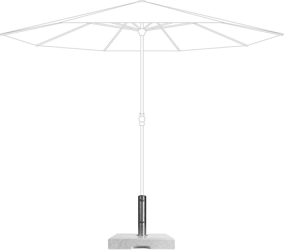 Luxe Granieten Parasolvoet 40 kg met RVS Buis en Handgrepen Ø32-60 mm – Geschikt voor Parasols tot 250 cm – Weerbestendig en Stabiel