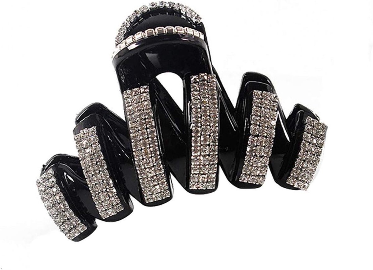 Grote Haarspeld - Haarklem Strass - Feestelijk Haar - Grote Clip - 8.5 x 5.1 cm - Zwart