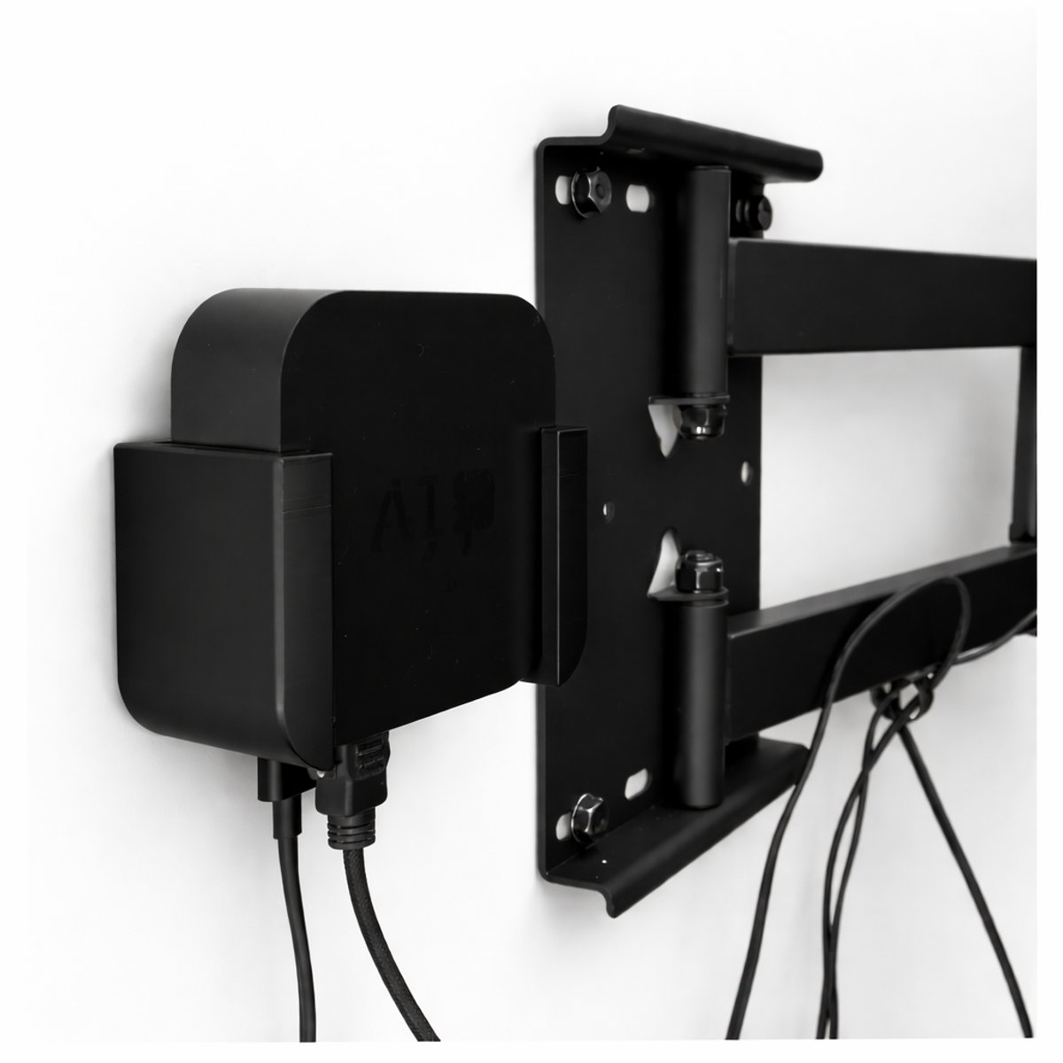 Muurbeugel Geschikt voor Apple TV 4K (1e & 2e generatie) en Apple TV HD – Onzichtbare Wall Mount – Kabelmanagement – Zwart