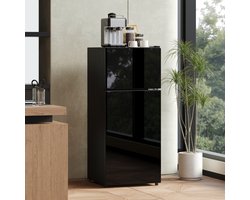 Gutent-Minikoelkast met vriesvak - 92L totaal - 28L vries - Glazen deur - LED-verlichting - Temperatuurregeling - Zwart