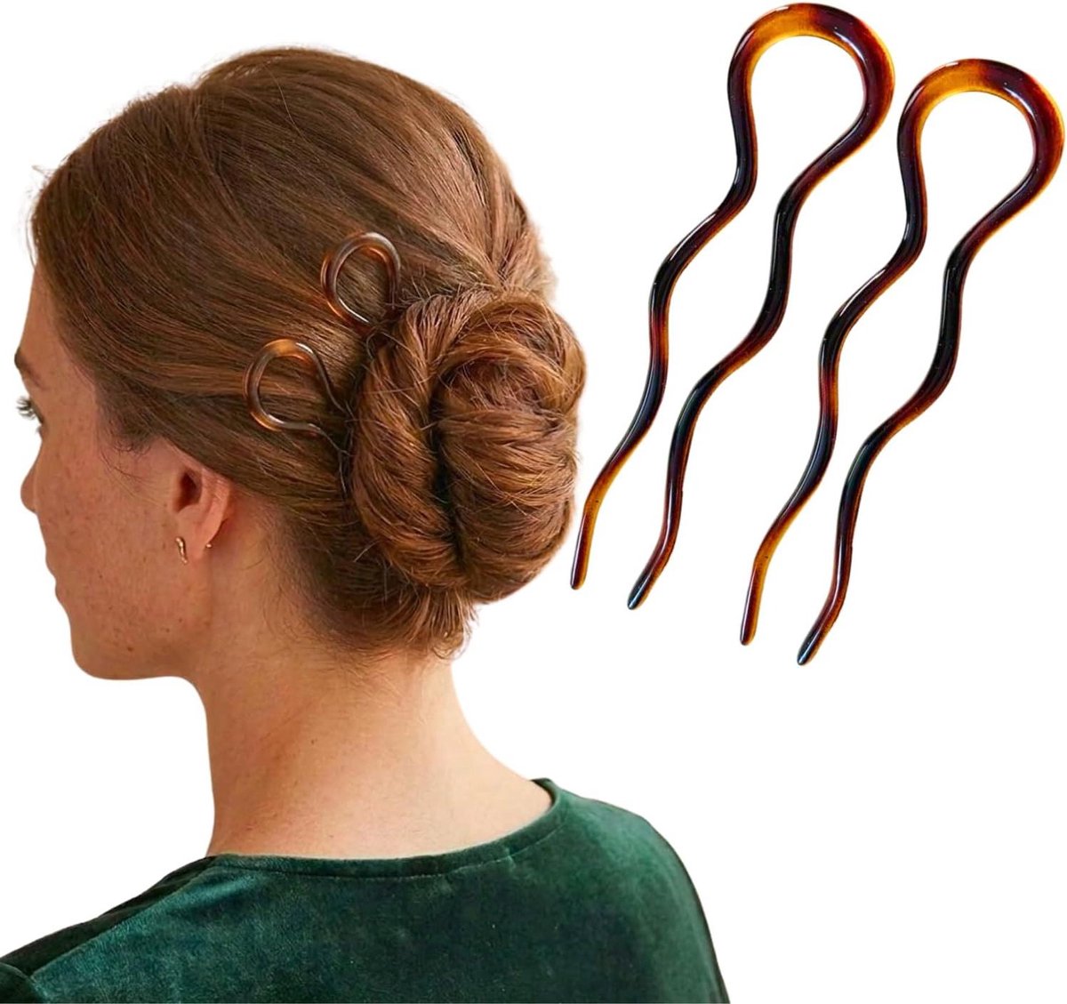 Franse Haarspeld - U-vormige Pin - Haar Styling - Cellulose Afwerking - 13 cm - Tortoise Shell