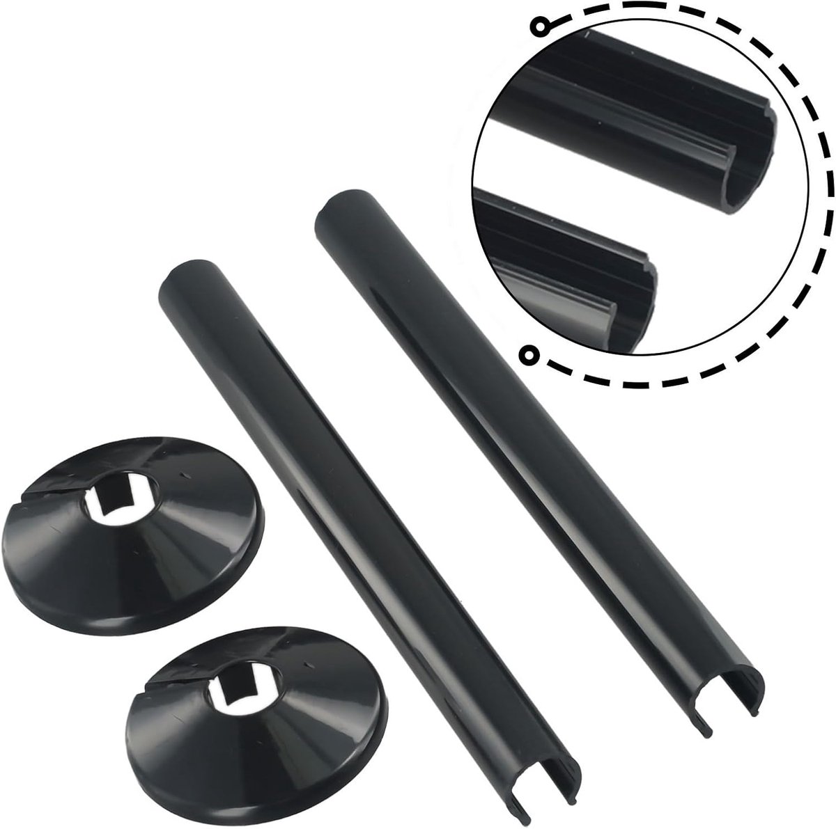Radiatorpijp Afdekking - Leiding Bedekking - Verbergen Leidingen - Klikbare Installatie - 15 mm x 200 mm - Zwart