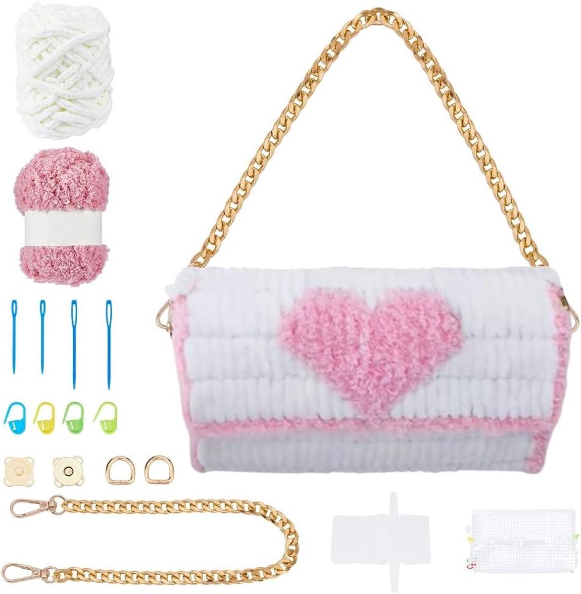 Canvas Tas Set - Handtas Knutselen - Zelf Unieke Tassen Maken - Flexibele Kunststof Rasterplaten - 40 cm Ketting