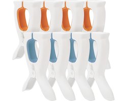 8 stuks Konijnenoortjes Strandstoel Handdoekclip - Wasknijpers - Unieke Wasknijper in Konijnenoortjes voor Strand - Zwembadfeest - Camping - Warmwaterbron ( Wit-Blauw en Wit-Oranje)