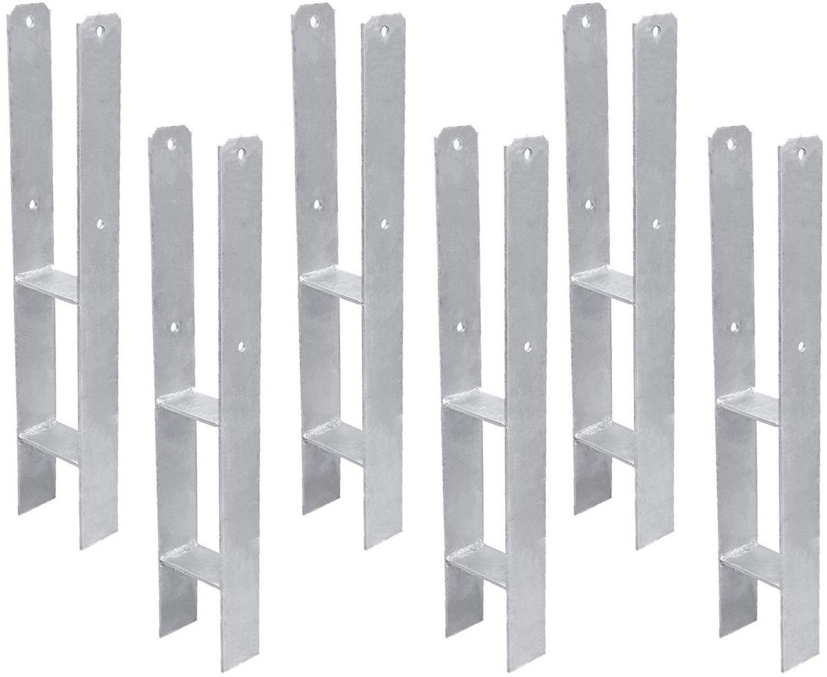 H-anker paalhouders - Paalanker grondanker - Hekken plaatsen - Verdikt staal 5mm - 10 stuks 81mm - Zilver wit