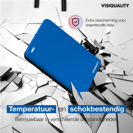 VisiQuality High-Speed Externe Harde Schijf 500 GB - Draagbare Harde Schijf USB 3.0 - Voor Windows & Mac - Xbox & PS4 games - Compact - Blauw van Merkloos — afbeelding 3
