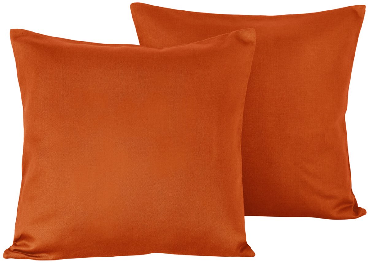De Witte Lietaer Set Kussenslopen Olivia Rooibos - 2 stuks - 40 x 40 cm - Oranje - Katoen Satijn
