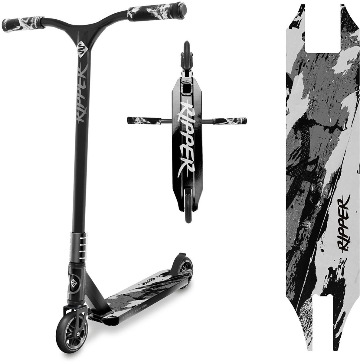 Street Surfing - Ripper Stuntstep - Black Scratch - 110mm Wielen