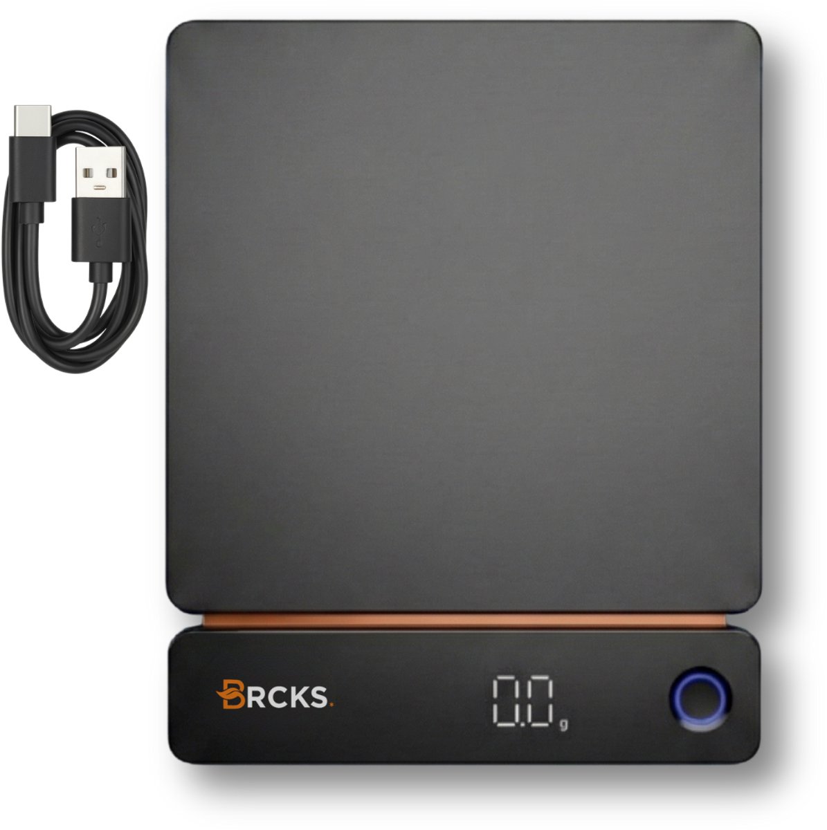Keukenweegschaal – 0,1g precisie weegschaal – digitaal & USB oplaadbaar – 5kg – LED display – zwart/oranje - BRCKS