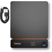 Keukenweegschaal – 0,1g precisie weegschaal keuken – digitaal & USB oplaadbaar – 5kg – LED display – zwart/oranje - BRCKS