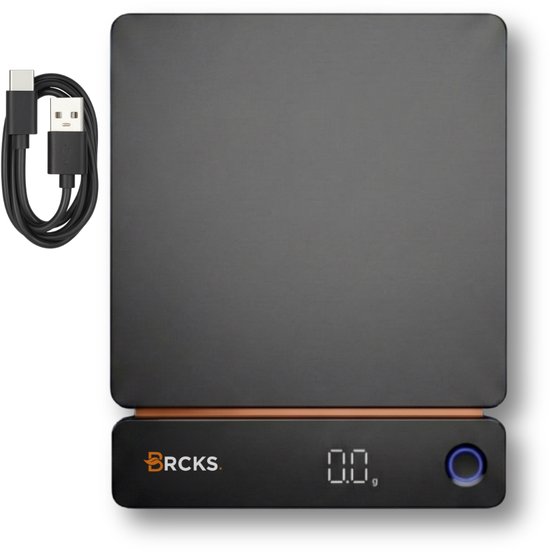 Keukenweegschaal – 0,1g precisie weegschaal keuken – digitaal & USB oplaadbaar – 5kg – LED display – zwart/oranje - BRCKS