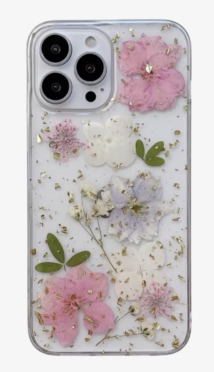 Vrolijk telefoonhoesje met gedroogde bloemetjes / droogbloemen - Iphone 16PRO MAX