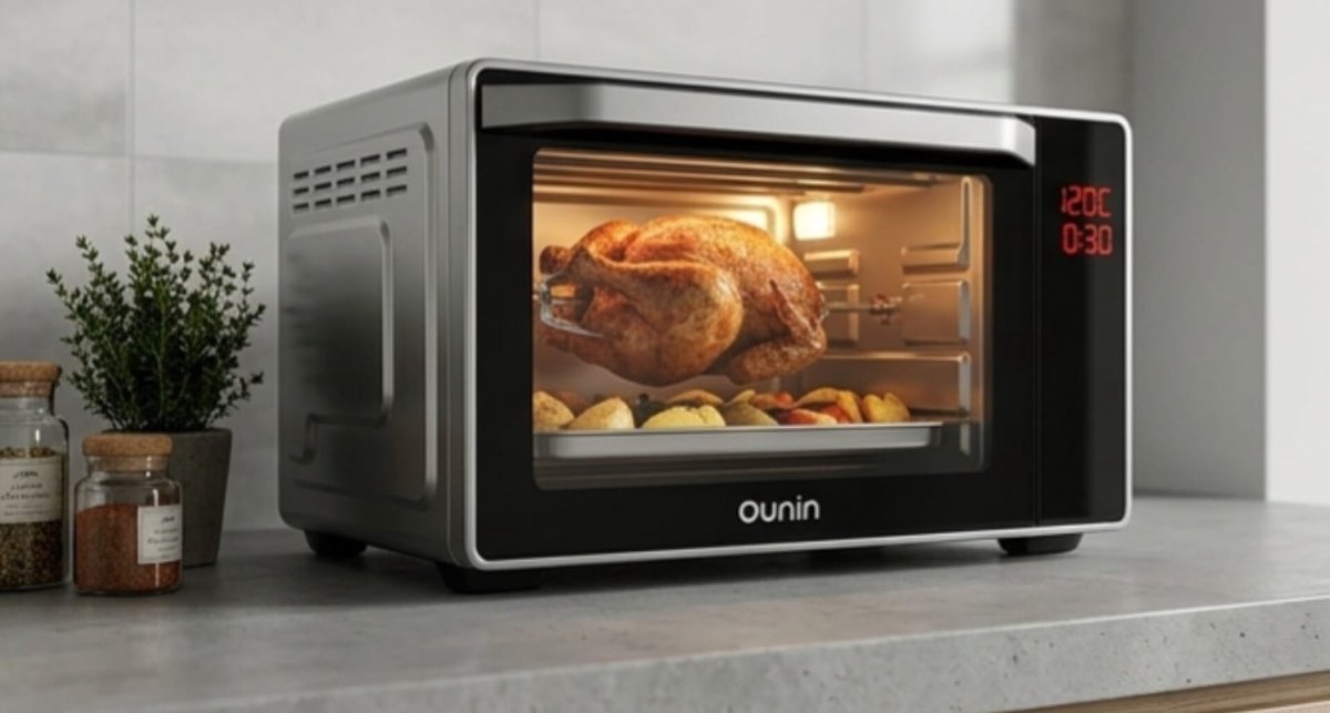 Multifunctionele Stoombakoven 24L – 9-in-1 Compacte Oven met Stoomfunctie, Hetelucht, Grill, Drogen & Fermenteren, LED Touch Display, RVS Zwart – Energieklasse A+ – Urbanhome – foto 2