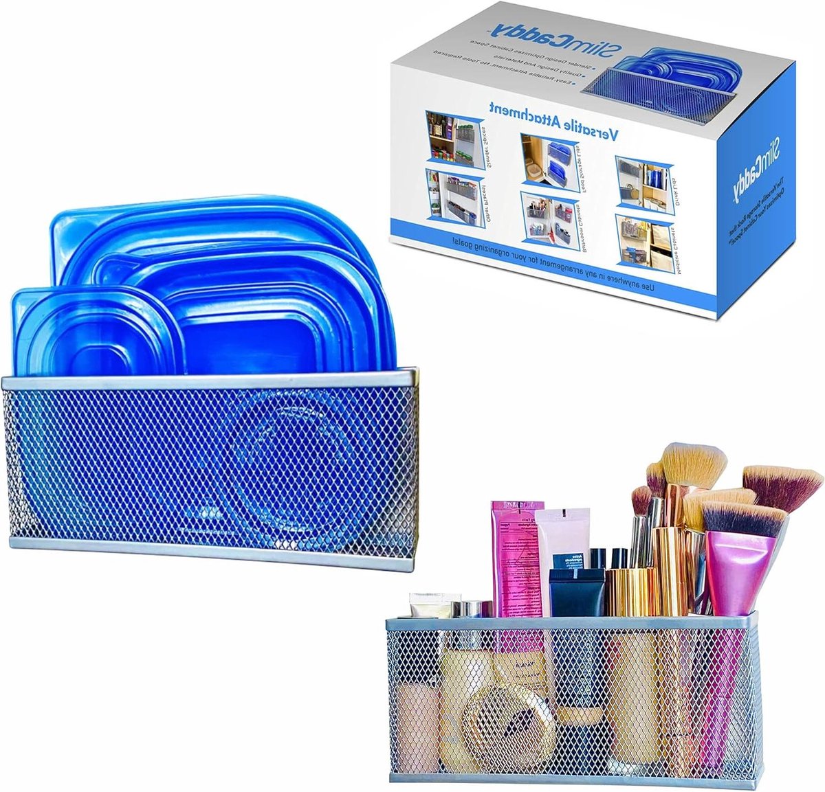 Kastdeur Organizer - Opberger Deur - Kasten Ordenen - Slank Ontwerp - 2 stuks 8" x 3.5" - Zilver