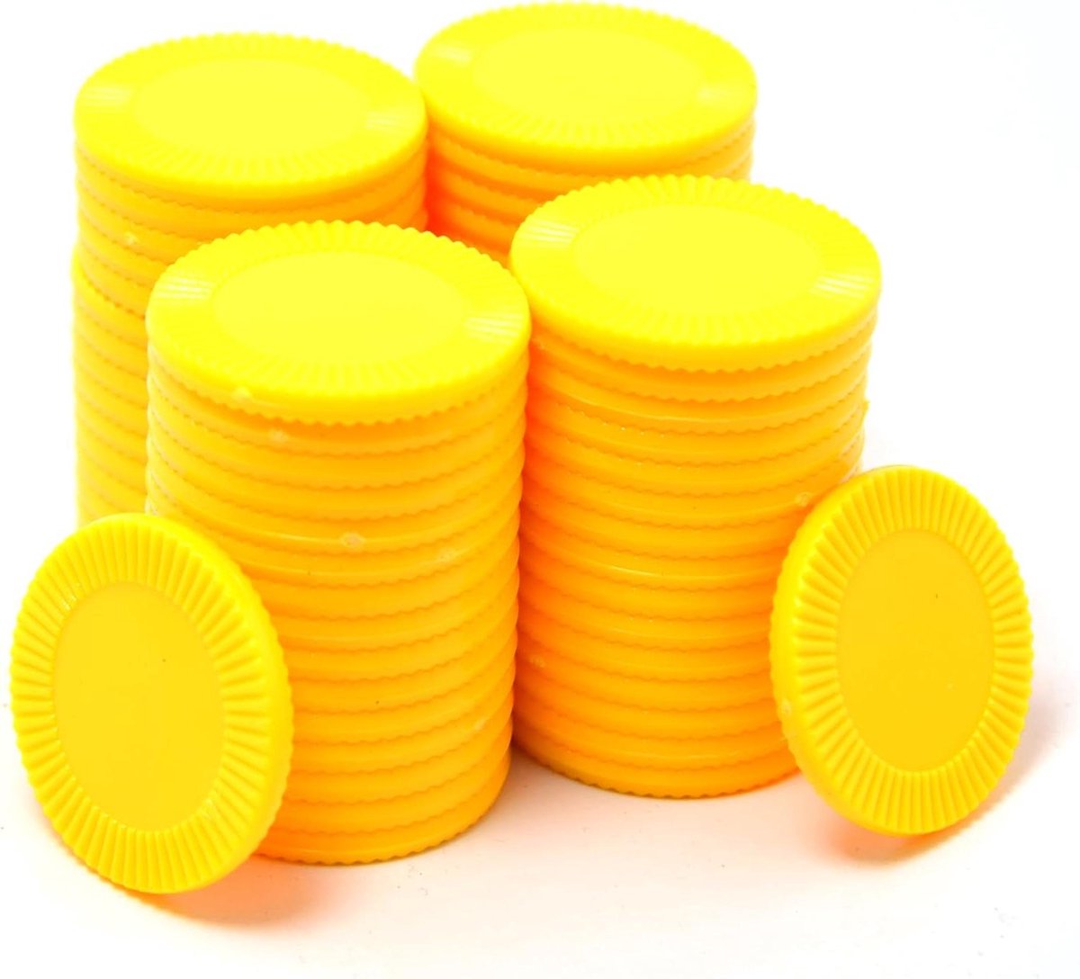 Plastic Leertellers - Mini Pokerchips Spel Tokens - Wiskundige Spellen Leren - Ondoorzichtig Zonnebloem Design - 32 mm 64 Stuks