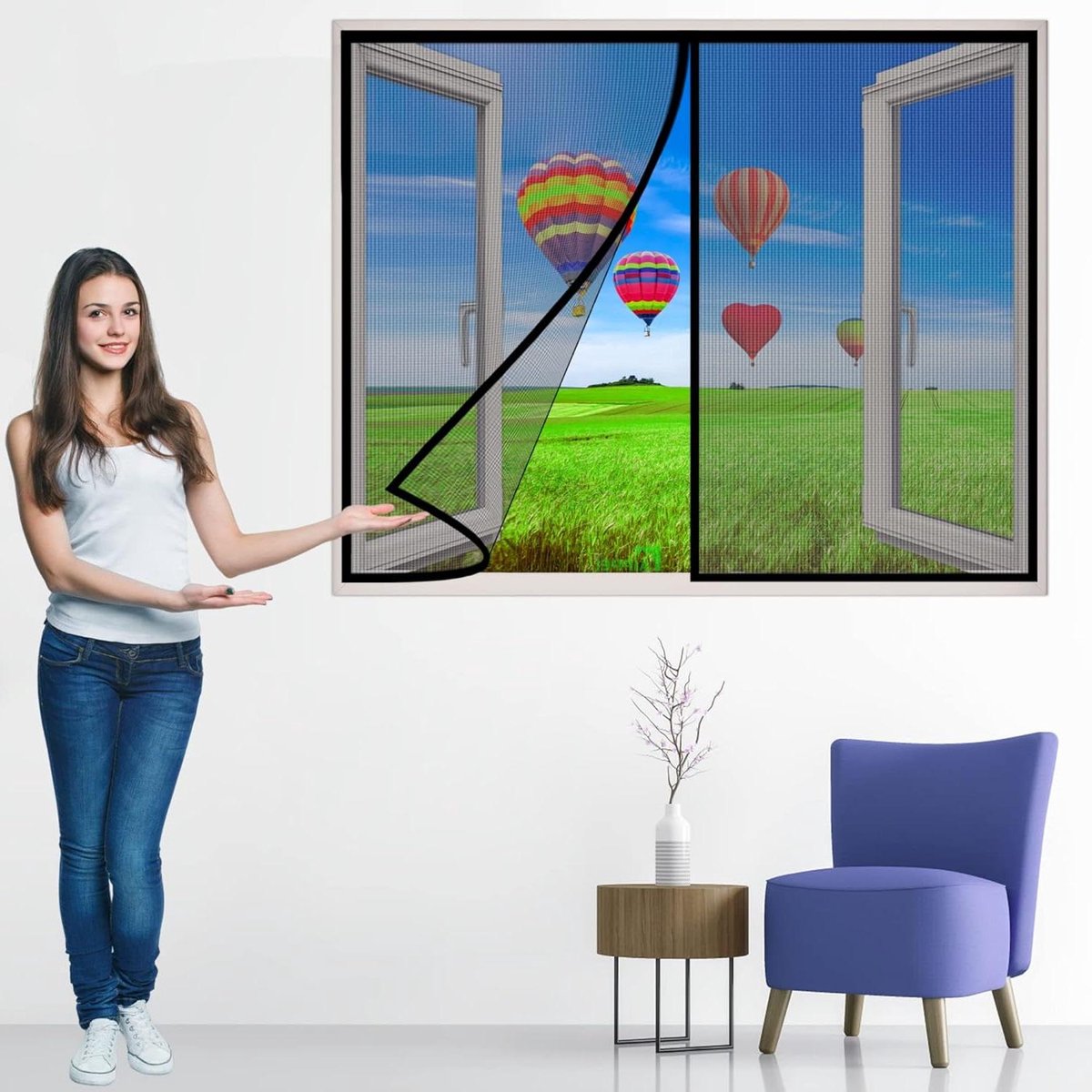 Hordeur Balkon - Vliegendeur Terrasdeur - Insecten Buiten Houden - Automatisch Sluitend - 250x205 cm - Zwart
