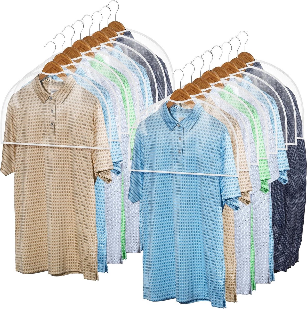 Transparante Vinyl Schouderhoezen - Kledingbeschermers Set - Kleding Stofvrij Houden - Zichtbaar Zonder Rommel - 16 Stuks - Transparant