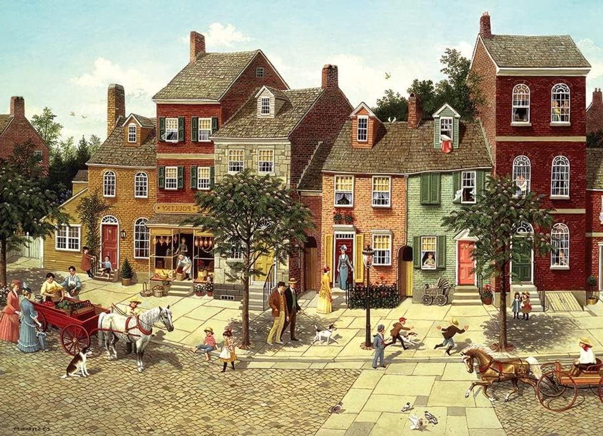 Legpuzzel 1000 stukjes - Puzzel stadstaferelen - Ontspannend tijdverdrijf - Willekeurig gesneden stukken - 68 x 49 cm - Multicolor