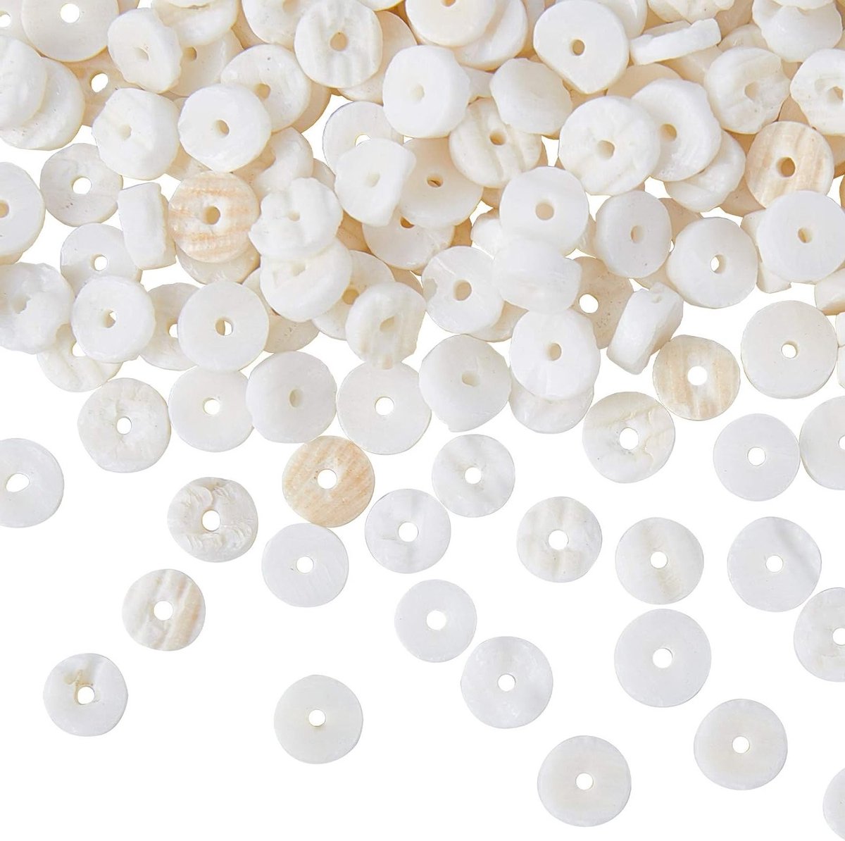 Witte Schelp Sieraden Maakset voor Volwassenen, Natuurlijke Schelpen Kralen, 7.5 Meter Rekkoord voor Armbanden, Kettingen en Chokers